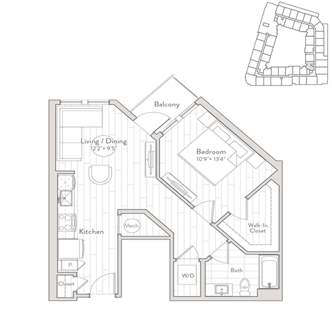 a floor plan of a bedroom apartment